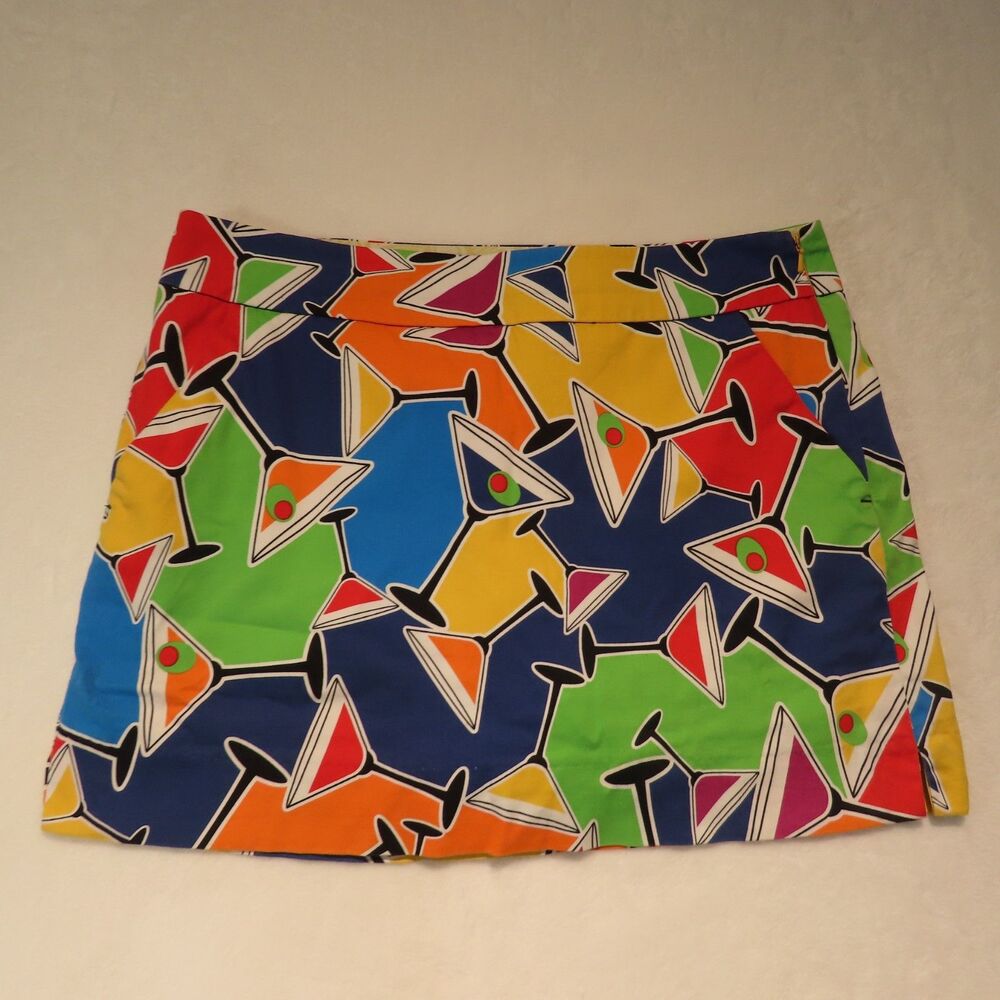 Loudmouth Golf Skort Womens Size 8 Multicolor Abstract Martini Glass Golf Skirt